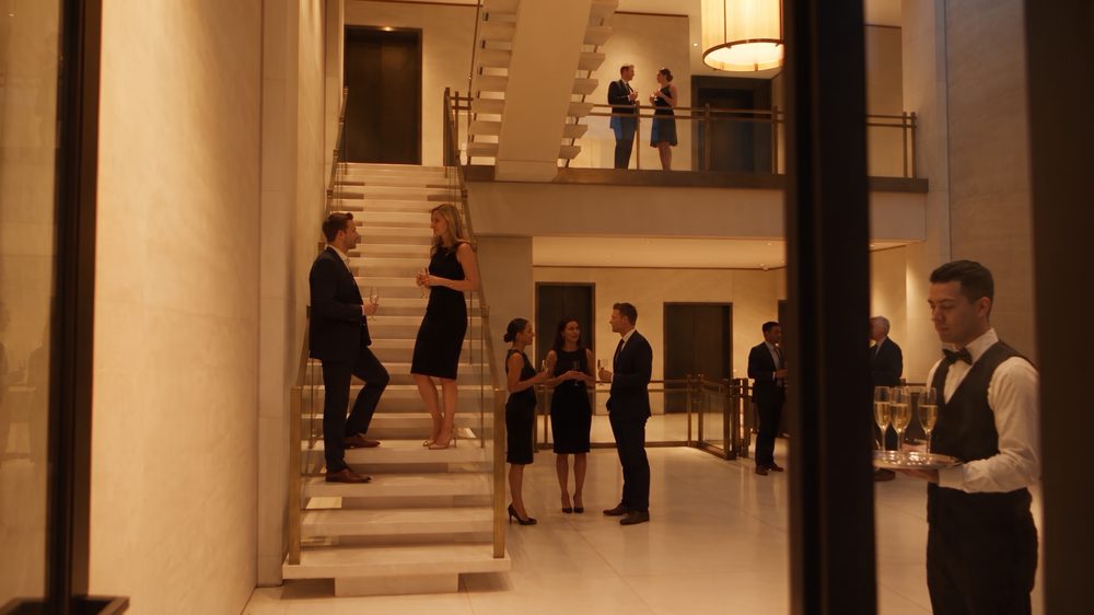 Evening reception: evening, with people