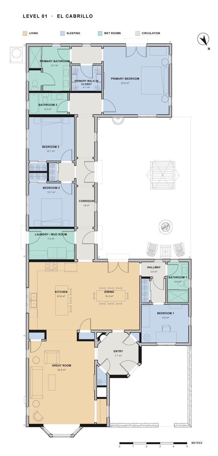 Coloured floor plan, Level 01, El Cabrillo